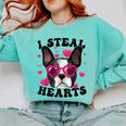 Boston Terrier Heart Glasses Girls Bostie Valentines Day Comfort Colors Sweatshirt Chalky Mint