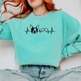 Boston Terrier Heartbeat Heart Line Comfort Colors Sweatshirt Chalky Mint