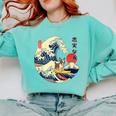 Boston Terrier Japanese Kanagawa Wave Surf Loyal Dog Men Women Kids Comfort Colors Sweatshirt Chalky Mint
