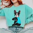 Boston Terrier I Love Mom Apparel Comfort Colors Sweatshirt Chalky Mint