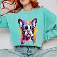 Boston Terrier Lover Pop Art Color Boston Terrier Dog For Men Women Girls Kids Comfort Colors Sweatshirt Chalky Mint