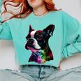 Boston Terrier Lovers Colorful Pop Art Boston Terrier Comfort Colors Sweatshirt Chalky Mint