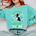 My Boston Terrier Is My Lucky Charm Paw Dog St Patrick's Day Comfort Colors Sweatshirt Chalky Mint