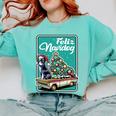 Boston Terrier Merry Christmas Tree Truck Dog X-Mas Comfort Colors Sweatshirt Chalky Mint