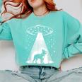 Boston Terrier Mom Dad Dog Alien UFO For Men Women Comfort Colors Sweatshirt Chalky Mint