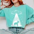 Boston Terrier Mom Dad Dog Alien UFO Comfort Colors Sweatshirt Chalky Mint