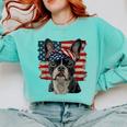 Boston Terrier Patriotic 4th Of July USA American Flag Comfort Colors Sweatshirt Chalky Mint