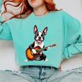 Boston Terrier Playing Guitar Boston Terrier Comfort Colors Sweatshirt Chalky Mint