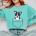 Boston Terrier In The Pocket Cute Pocket Boston Terrier Comfort Colors Sweatshirt Chalky Mint