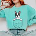 Boston Terrier In The Pocket Cute Boston Terrier Dog Lovers Men Women Girls Kids Comfort Colors Sweatshirt Chalky Mint