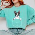 Boston Terrier In The Pocket Cute Boston Terrier Dog Lovers For Men Women Girls Kids Comfort Colors Sweatshirt Chalky Mint