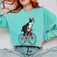 Boston Terrier Riding Bicycle Cute Bostie Biker Raglan Baseball Tee Comfort Colors Sweatshirt Chalky Mint