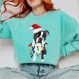 Boston Terrier Santa Christmas Lights Xmas Dog Lover Men Women Kids Comfort Colors Sweatshirt Chalky Mint