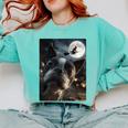 Boston Terrier Selfie Full Moon Flying Witch Halloween Dog Comfort Colors Sweatshirt Chalky Mint