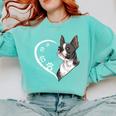 Boston Terrier Shirts For Women Girls Kids Heart Cute Comfort Colors Sweatshirt Chalky Mint