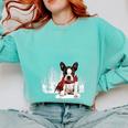 Boston Terrier In The Snow Merry Christmas Winter Comfort Colors Sweatshirt Chalky Mint