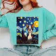 Boston Terrier Starry Night Van Gogh Art Comfort Colors Sweatshirt Chalky Mint