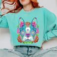 Boston Terrier Sugar Skull Dog Day Of The Dead Comfort Colors Sweatshirt Chalky Mint