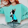 Boston Terrier Tattoos I Love Mom Comfort Colors Sweatshirt Chalky Mint