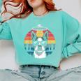 Boston Terrier UFO Alien Boston Terrier Dog Mom Dad Comfort Colors Sweatshirt Chalky Mint