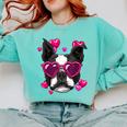 Boston Terrier Valentines Day Shirt Heart Dog Lover Comfort Colors Sweatshirt Chalky Mint