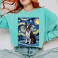Boston Terrier Van Gogh Starry Night Comfort Colors Sweatshirt Chalky Mint
