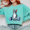 Boston Terrier Weightlifting Deadlift Men Fitness Gym Comfort Colors Sweatshirt Chalky Mint