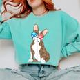 Brindle Boston Terrier Dog Patriotic Shirt USA Flag Comfort Colors Sweatshirt Chalky Mint