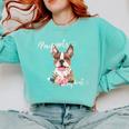 Brown Boston Terrier With Flowers And Feathers Comfort Colors Sweatshirt Chalky Mint