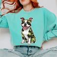Camo Boston Terrier Pet Owner Camouflage Dog Lover Comfort Colors Sweatshirt Chalky Mint
