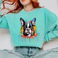 Colorful Boston Terrier Dog For Men Women Kids Comfort Colors Sweatshirt Chalky Mint
