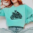 Cool Boston Terrier Riding a Motorcycle Biker Dog Lover For Men Women Kids Comfort Colors Sweatshirt Chalky Mint