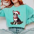 Cute Boston Terrier Dog Christmas Merry X-Mas Graphic Comfort Colors Sweatshirt Chalky Mint