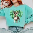 Cute Boston Terrier Shamrock St Patrick's Day Dog Lover Men Women Kids Comfort Colors Sweatshirt Chalky Mint