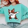 Dabbing Red Boston Terrier Dab Dance Dog Men Women Kids Comfort Colors Sweatshirt Chalky Mint