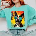 Dog Boston Terrier Hawaiian Comfort Colors Sweatshirt Chalky Mint