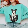 Dog Lovers Boston Terrier In Pocket Dog Face For Men Women Kids Comfort Colors Sweatshirt Chalky Mint