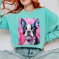 Dog Pink Boston Terrier Comfort Colors Sweatshirt Chalky Mint