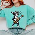 Dog Playing Guitar Singing Boston Terrier For Men Women Girls Kids Comfort Colors Sweatshirt Chalky Mint