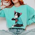 Father's Day Gift Dog Dad Boston Terrier i Love Dad Tattoo Comfort Colors Sweatshirt Chalky Mint