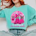 Ghost And Witch Boston Terrier Dog In October We Wear Pink Comfort Colors Sweatshirt Chalky Mint