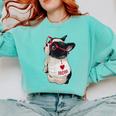 Girls I Heart Mom Love Mama Boston Terrier Dog Lover Comfort Colors Sweatshirt Chalky Mint