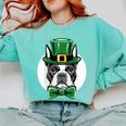 Green Boston Terrier Shamrock St Patricks Day Boston Terrier Comfort Colors Sweatshirt Chalky Mint