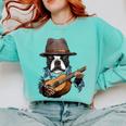 Guitar Shirt Boston Terrier Dog Playing Acoustic Guitar Comfort Colors Sweatshirt Chalky Mint