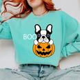 The Halloween Boston Terrier Comfort Colors Sweatshirt Chalky Mint