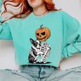Halloween Skeleton Boston Terrier Comfort Colors Sweatshirt Chalky Mint