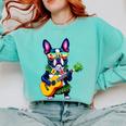 Hawaiian Boston Terrier & Pineapple Ukulele Summer Vacation Comfort Colors Sweatshirt Chalky Mint