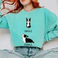 Inhale Exhale Yoga Boston Terrier Tshirt Comfort Colors Sweatshirt Chalky Mint