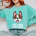 Just a Girl Who Loves Boston Terriers Comfort Colors Sweatshirt Chalky Mint