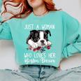 Just a Woman Who Loves Her Boston Terrier Cute Dog Mom Comfort Colors Sweatshirt Chalky Mint